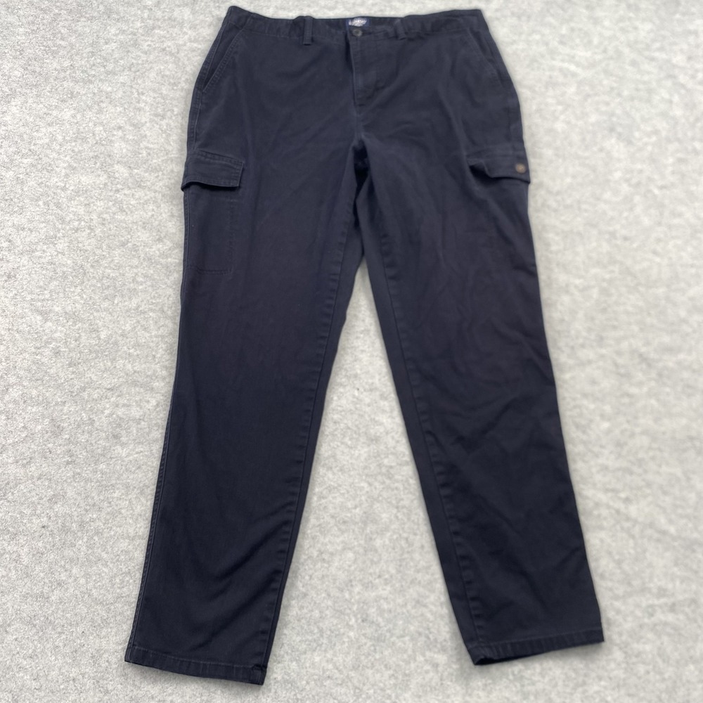 Lands' End Cargo Pants Womens 16 (36x28) Blue Twill Straight Stretch Casual Work